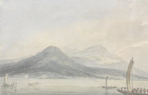 Isola Borromenaのマッジョーレ湖、1795年頃（紙の上のグラファイトの上にトイレ） 作： Joseph Mallord William Turner